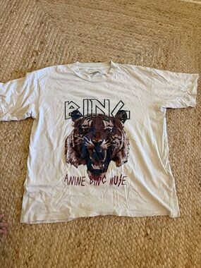 Anine Bing Cream Tee with Brown Tiger Graphic